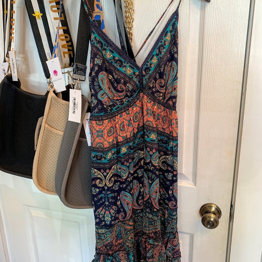 Raga Mini Dress blue w/ paisleys